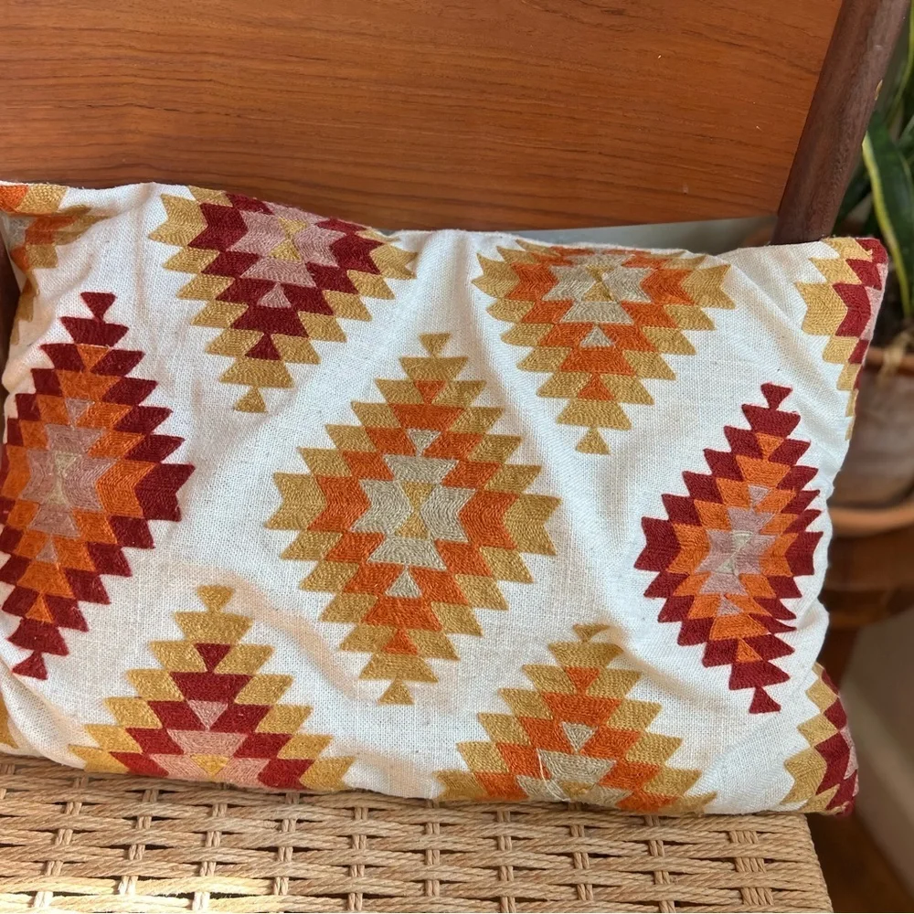 Southwestern Tribal Lumbar Pillow Boho Farmhouse Geometric Accent Cushion Décor